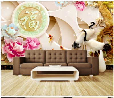 Gạch tranh đẹp tùng hạc trang trí 3D