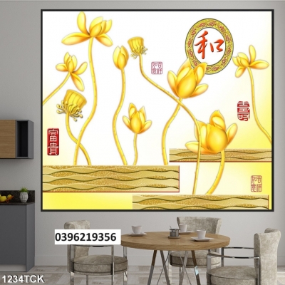 Tranh hoa sen trang trí 3d
