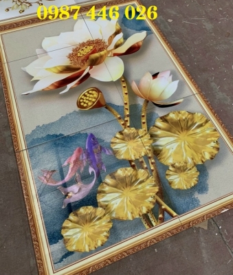 Gạch tranh 3d ốp tường phòng khách