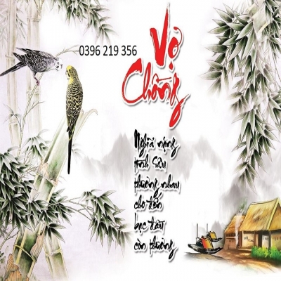 Tranh gạch cha mẹ vợ chồng trang trí 3D