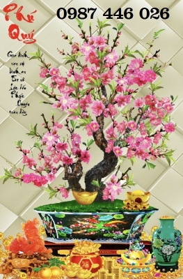 Tranh gạch men hoa đào HP695