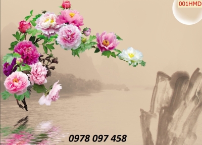 Tranh họa tiết hoa mẫu đơn