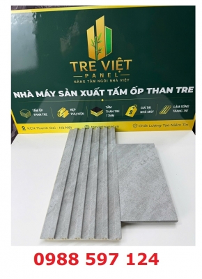 Ốp tường tấm ốp than tre kèm lam sóng