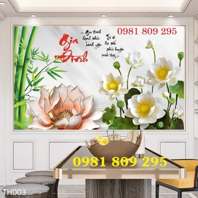 Tranh gạch sứ ngọc 3d hoa sen H9875
