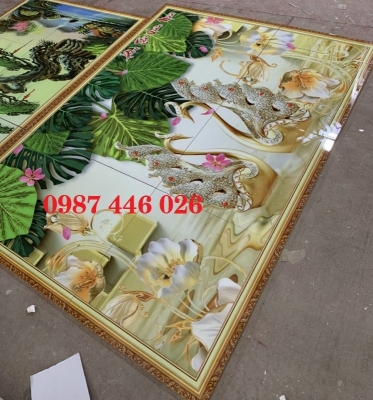 Gạch tranh 3d ốp tường phòng khách