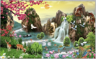 Gạch tranh 3d - tranh gạch 3d phong cảnh - HN800