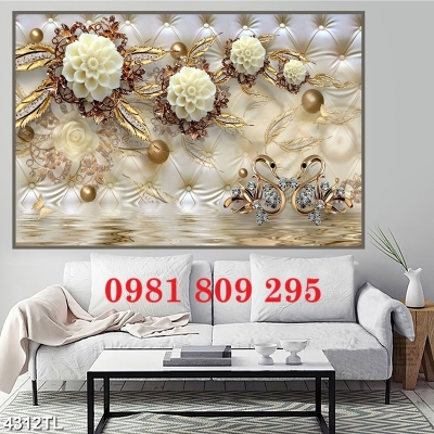 Tranh gạch thiên nga 3d hoa đẹp HN9399