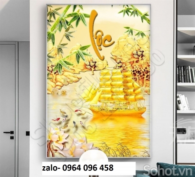 Tranh gạch thuận buồm xuôi gió 3d - KMN74