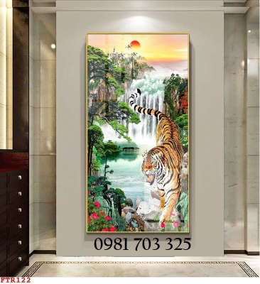 Gạch tranh hổ 3D dán tường