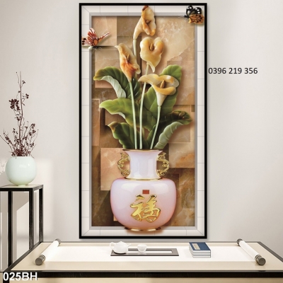 Tranh gạch men 3d ốp bình hoa cổ