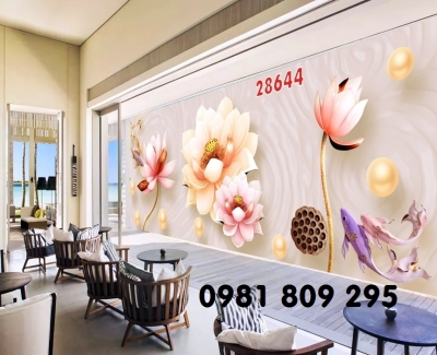 Tranh gạch hoa sen 3d - tranh ốp tường