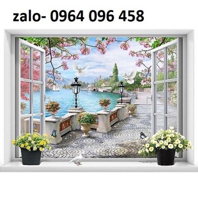 Tranh gạch 3d trang trí cửa sổ - 69C9CC