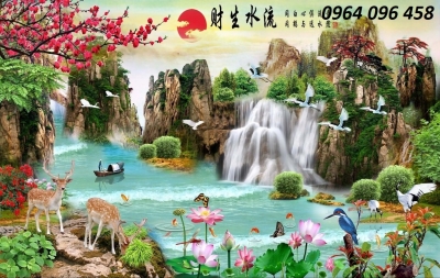Mẫu tranh gạch 3d phong cảnh sông nước - 09CL