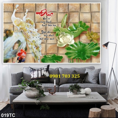 Tranh gạch chim công đẹp