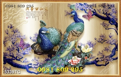 Tranh gạch - tranh chim công cao cấp