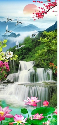 Tranh gạch 3d ốp tường phòng khách - hành lang - 0555XC