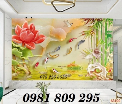 Gạch tranh 3d cá chép hoa sen sứ ngọc