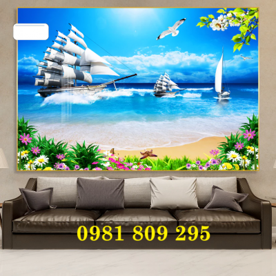 Tranh gạch , Tranh gạch ốp tường thuyền buồm Hn8393