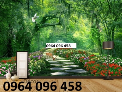 Tranh gạch 3d ốp tường phong cảnh hoa cỏ - 367CVV