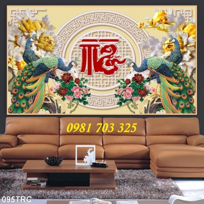Tranh chim công 3D- gạch tranh phong thủy