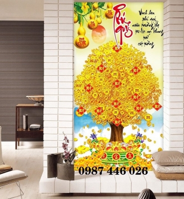 Tranh cây vàng- gạch tranh 3d