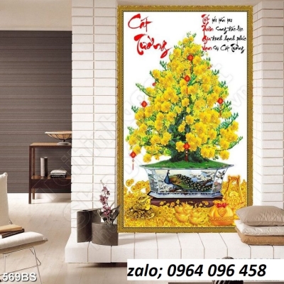 Tranh cây mai vàng - tranh gạch 3d cây mai vàng - SDXC32
