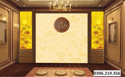 Gạch tranh 3D đẹp trang trí phòng thờ gia đình