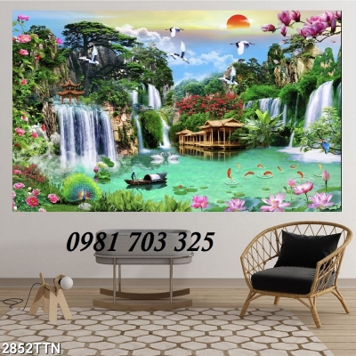 Tranh sơn thủy hữu tình- tranh gạch men 3D phong cảnh