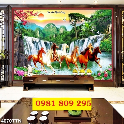 Tranh 3d ngựa ốp tường , tranh gạch