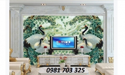 Gạch tranh phong thủy- tranh 3D tùng hạc