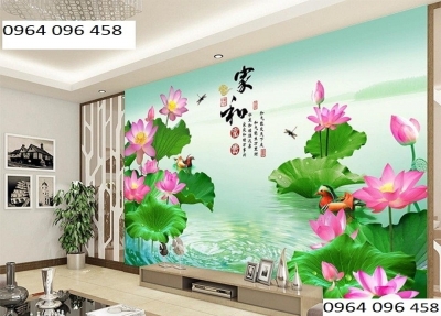 Tranh 3d hoa sen - tranh gạch hoa sen 3d ốp tường - SCXV64