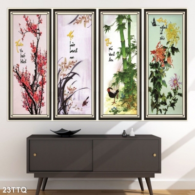 Tranh gạch ốp tường trang trí- Tranh tứ quý