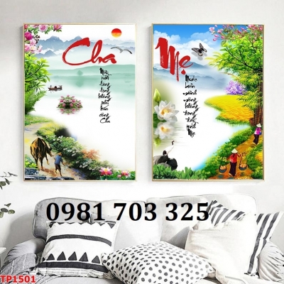 Gạch tranh thư pháp cha mẹ đẹp