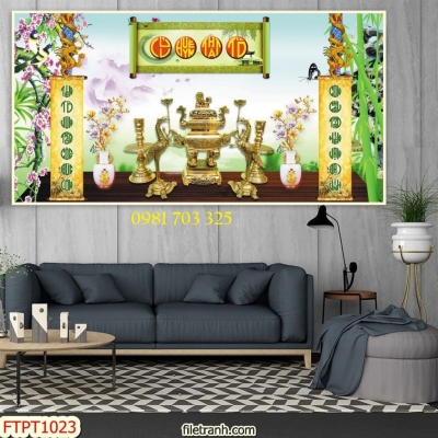 tranh gạch 3d phòng thờ