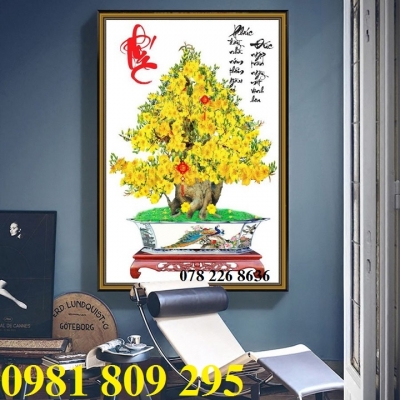 Tranh gạch 3d cây mai vàng