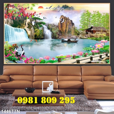 Tranh gạch ốp tường 3d phong cảnh mặt trời