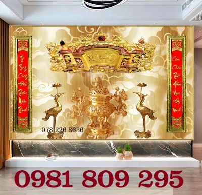 Tranh 3d phòng thờ , tranh gạch men chữ phúc