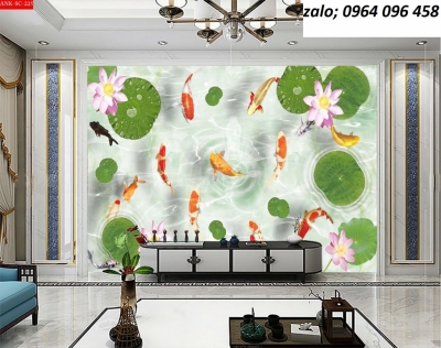 Tranh gạch 3d cá chép phong thủy - NXC43