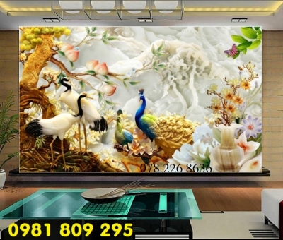 Tranh gạch 3d ốp phòng ngủ - chim công