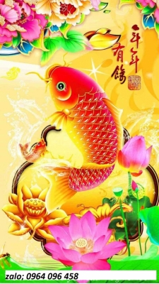 tranh gạch cá chép hóa rồng 3d - FDXCB887