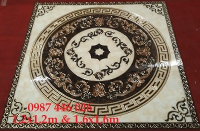 Gạch nền thảm gạch vuông khắc vàng hoa văn HP2833