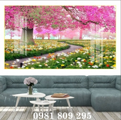 Tranh gạch ốp tường trang trí hoa đào HQ999