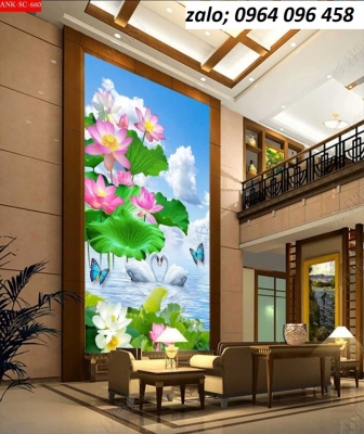 Tranh gạch 3d hoa sen - gạch tranh 3d hoa sen - SLN6