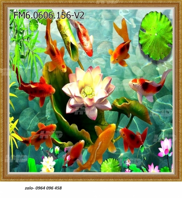 Tranh gạch 3d cá chép - gạch tranh 3d cá chép - HBV64