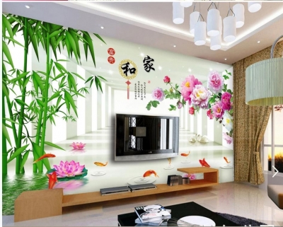 Gạch tranh 3D ốp tường phòng khách