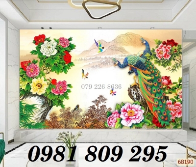 tranh gạch men - tranh 3d chim công