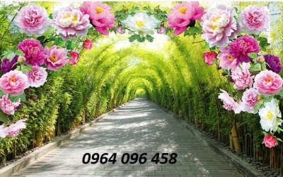 Tranh gạch 3d phong cảnh vườn hoa - CMMN66