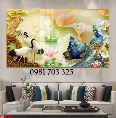Tranh phong htủy chim công 3D