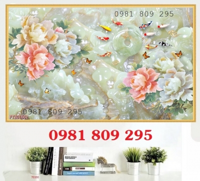 Gạch tranh 3d mẫu đơn sứ ngọc