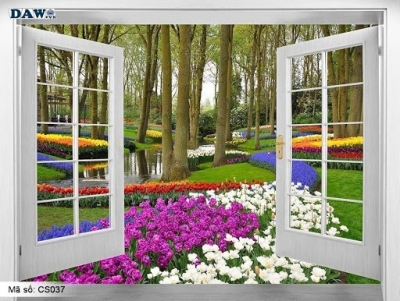 Tranh cửa sổ 3d - tranh gạch 3d cửa sổ - LDS32